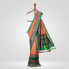 Checks Peach Kora Silk Saree