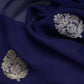 Badam Buta Banarasi Handwoven Berry Blue Chiffon Saree