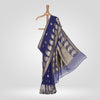 Badam Buta Banarasi Handwoven Berry Blue Chiffon Saree