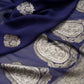 Badam Buta Banarasi Handwoven Berry Blue Chiffon Saree