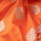 Paan Buta Orange Silk Saree