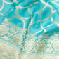Mehraab Banarasi Handwoven Powder Blue Chiffon Saree
