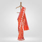 Mehraab Tangerine Banarasi Handwoven Silk Saree