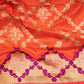 Mehraab Tangerine Banarasi Handwoven Silk Saree