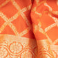 Chouka Banarasi Handwoven Orange Chiffon Saree