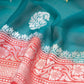 Badami Teal Blue Chiffon Saree