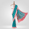 Badami Teal Blue Chiffon Saree
