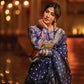 Madhosh Poppy Shahteer Banarasi Handwoven Classic Blue Lehenga