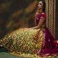 Khinkhwab Rosettes Lehenga Kale Green