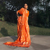 Manikya Handwoven Banarasi Kesariya Rumali Palu Silk Saree