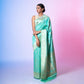 Kairi  Cascade Aqua Banarasi Handwoven Silk Saree