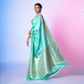 Kairi  Cascade Aqua Banarasi Handwoven Silk Saree