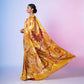 Gyasar Khinkhwab Floral Ochre Yellow Silk Saree