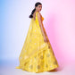 Rosettes Khinkhwab Banarasi Handwoven Lehenga Lime