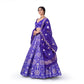 Rosettes Khinkhwab Banarasi Handwoven Lehenga Violet