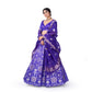 Rosettes Khinkhwab Banarasi Handwoven Lehenga Violet