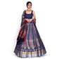 Chana Patti Banarasi Handwoven Lehenga Ink Blue