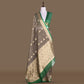 Flower Buti Brown Banarasi Handwoven Kora Silk Saree