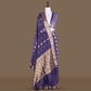 Flower Buti Ink Blue Banarasi Handwoven Kora Silk Saree