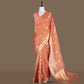 Flower Buti Orange Banarasi Handwoven Kora Silk Saree