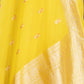 Chunri Buti Lemon Yellow Banarasi Handwoven Muslin Cotton Saree