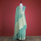 Phool Chevron Teal Cotton Saree