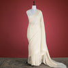 Chevron Buti Phool Cream Cotton Saree