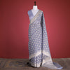 Brocade Phool Ink Blue Cotton Saree