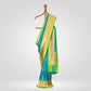 Shatranj Chouka Tanchoi Blue Silk Saree