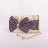 Gyasar Khinkhwab Hibiscus White Banaras Handwoven Bow Clutch
