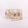 Gyasar Khinkhwab Hibiscus White Banaras Handwoven Bow Clutch
