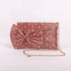 Shatbhuj Brocade Red Banarasi Handwoven Silk Bow Clutch