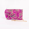 Guldavari Hot Pink Banarasi Handwoven Silk Bow Clutch