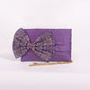 Dots Purple Brocade Banarasi Handwoven Silk Bow Clutch