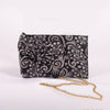 Chana Patti Jaal Black Banarasi Handwoven Silk Bow Clutch