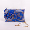 Mirchi Jaal Ink Blue  Banarasi Handwoven Bow clutch