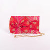 Temple Two Tone Pink Banarasi Handwoven Silk Bow Clutch