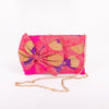 Guldavari Resham Minakari Pink Banarasi Handwoven Silk Bow Clutch