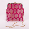 Sona Rupa Buta Strawberry Pink Banarasi Handwoven Silk Clutch