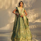 Basra Banarasi Handwoven Lehenga Abalone Green