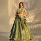 Basra Banarasi Handwoven Lehenga Abalone Green
