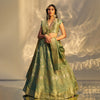 Basra Banarasi Handwoven Lehenga Abalone Green