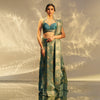 Moti Seepi Banarasi Handwoven Watercress Green Silk Saree