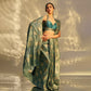 Moti Seepi Banarasi Handwoven Watercress Green Silk Saree
