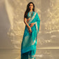 Perla Banarasi Handwoven Ferozi Silk Saree