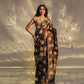 Moti Seepi Banarasi Handwoven Black Kora Silk Saree