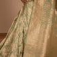Paan Jungla Handwoven Banarasi Mint Silk Saree