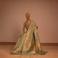 Jungla Handwoven Banarasi Sea Green Silk Saree