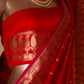 Paisley Buti Handwoven Banarasi Red Silk Saree