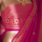 Phul Buti Handwoven Banarasi Magenta Silk Saree